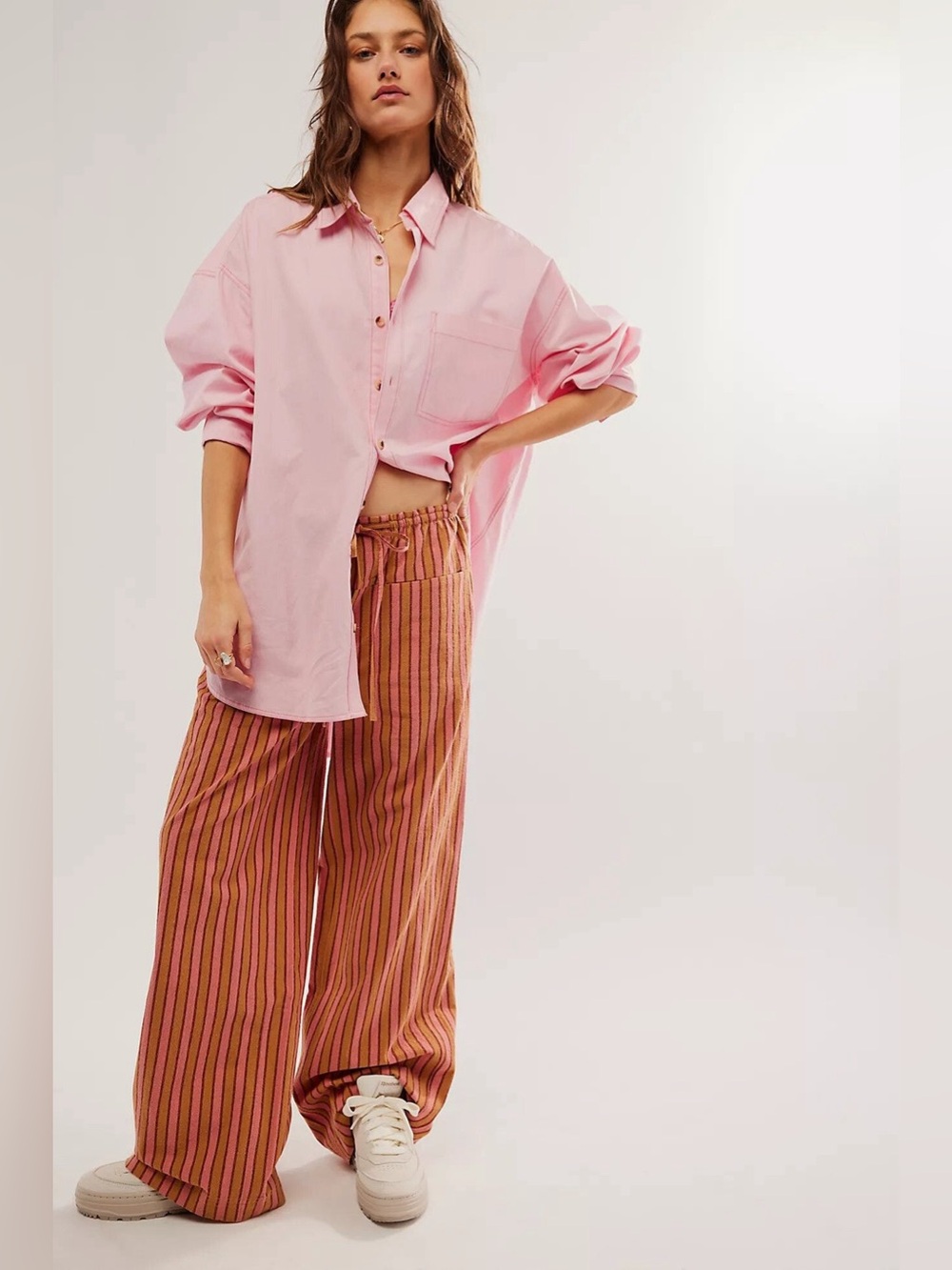Free People Hudson Canyon Cotton Pants Pink/Brown Combo